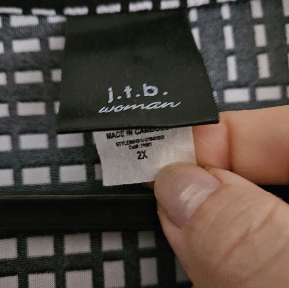 Black and White 3/4 Sleeve by JTB 2X - Picture 4 of 6